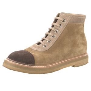 Chanel 2017 Interlocking CC Logo Two Tone Suede Lace-Up Ankle Boots Size IT 38